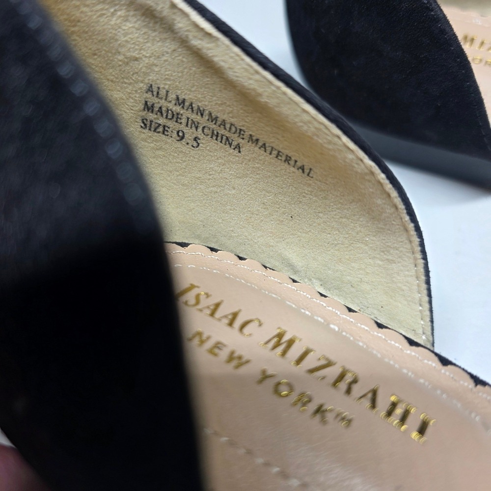 Isaac Mizrahi New York Black Studded DOrsay Pointed Toe Flats Shoes Women's 9.5 - Picture 4 of 8